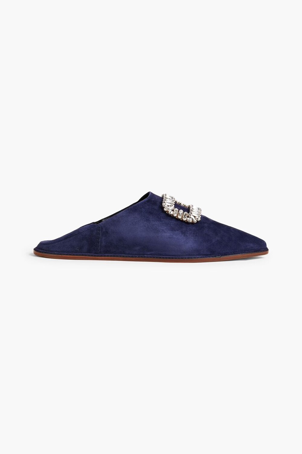 

Замшевые тапочки Bab с кристаллами Roger Vivier, темно-синий