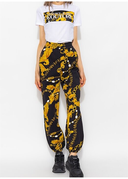 

Белая женская футболка с круглым вырезом с принтом 75HAHE01 Versace Jeans Couture, белый