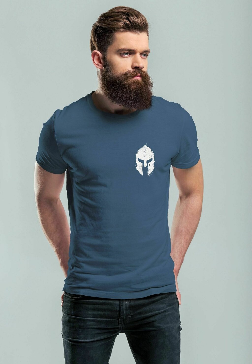 

Футболка с принтом LOGO SPARTA-HELM SPARTANER GLADIATOR KRIEGER WARRIOR FASHION STREETSTYLE Neverless, цвет denim blue