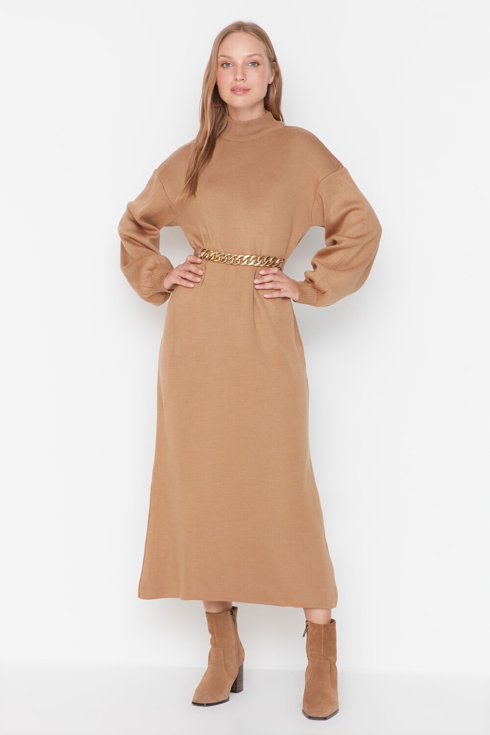

Платье - Коричневое - А-силуэт Trendyol Modest, коричневый