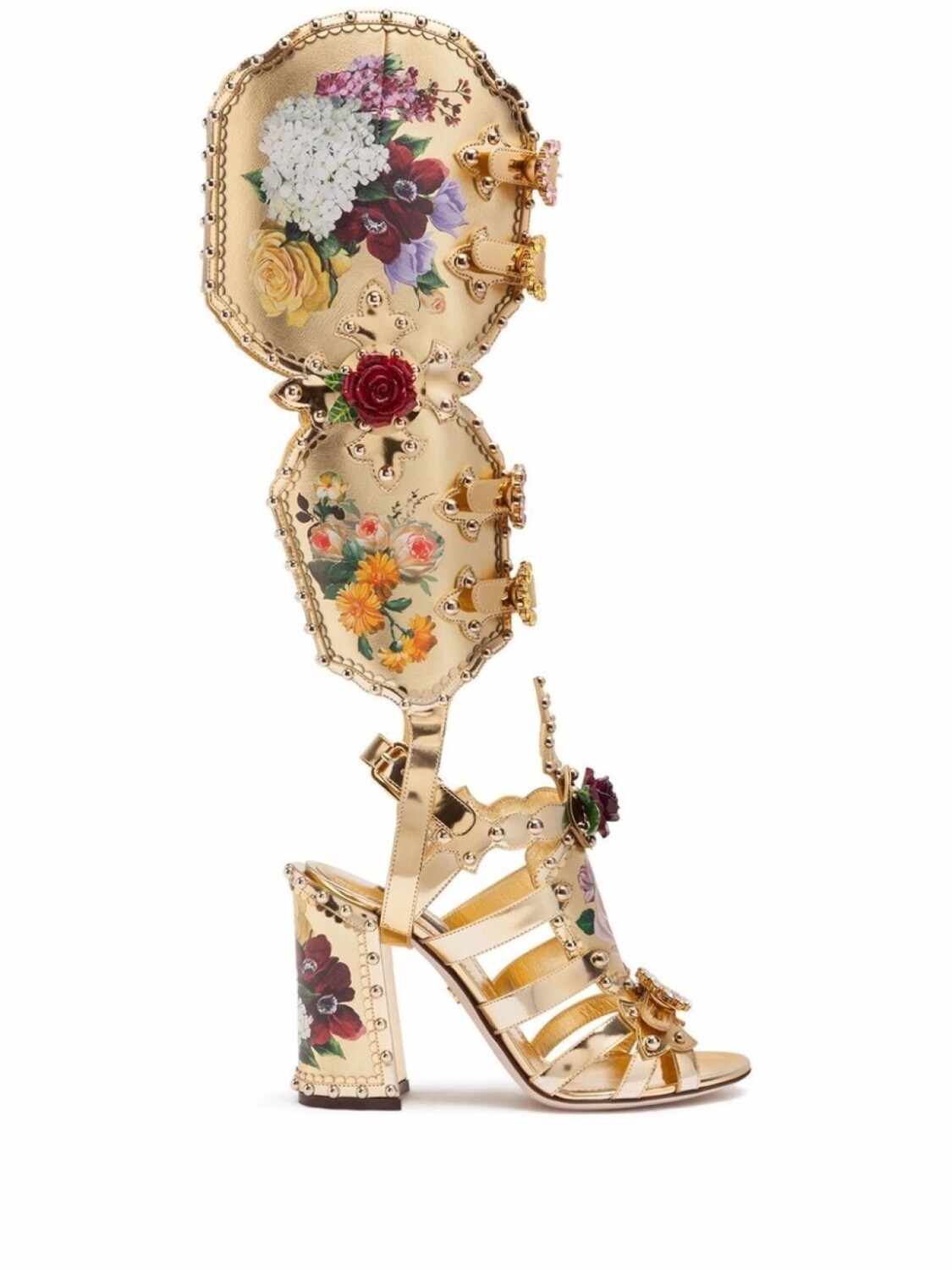 

Dolce & Gabbana сандалии-гладиаторы с цветочным принтом, желтый