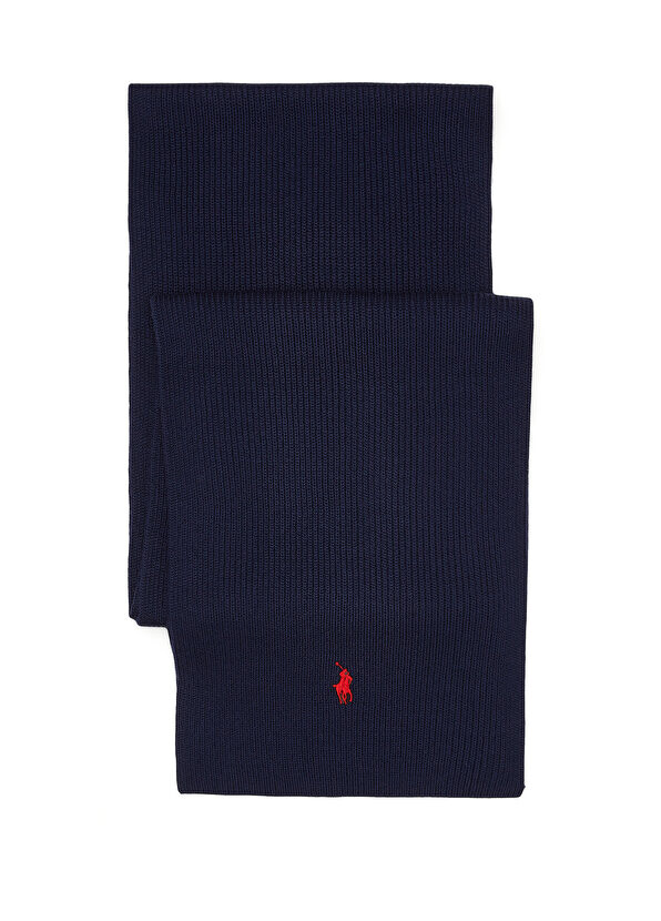 

Темно-синий мужской шерстяной шарф с логотипом Polo Ralph Lauren