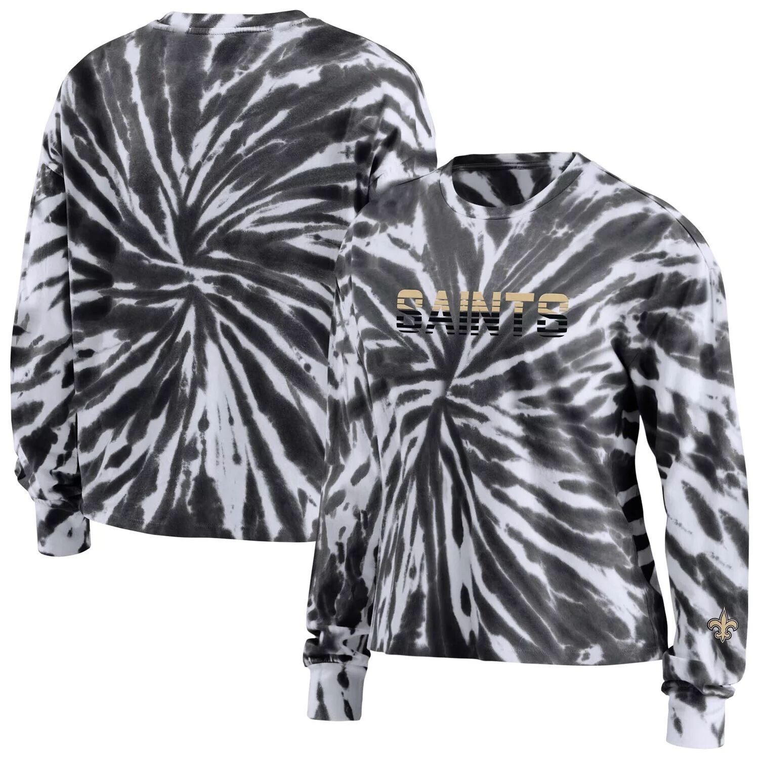 

Женская укороченная футболка с длинными рукавами Erin Andrews New Orleans Saints Tie-Dye
