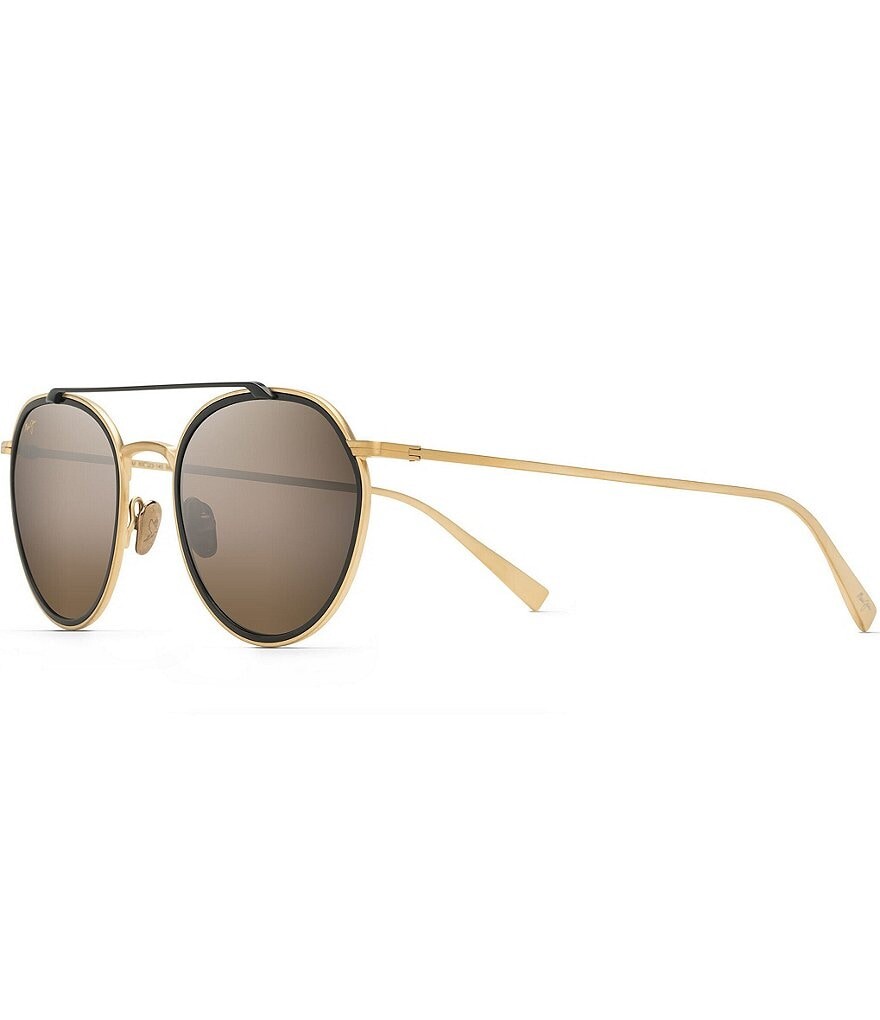 

Модные круглые солнцезащитные очки Maui Jim Bowline PolarizedPlus2 53 мм, золотой