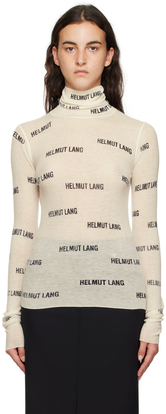 

Белоснежная водолазка с принтом Helmut Lang