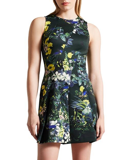 

Платье с плиссированной юбкой Lexiya с цветочным принтом Ted Baker, цвет Green