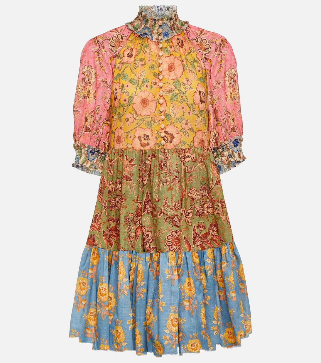 цена Хлопковое мини-платье junie с цветочным принтом Zimmermann, мультиколор