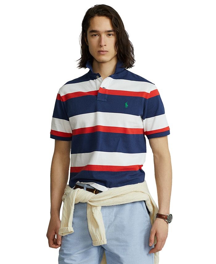 

Мужская рубашка-поло классического кроя в сетку Polo Ralph Lauren, цвет Tomato Multi