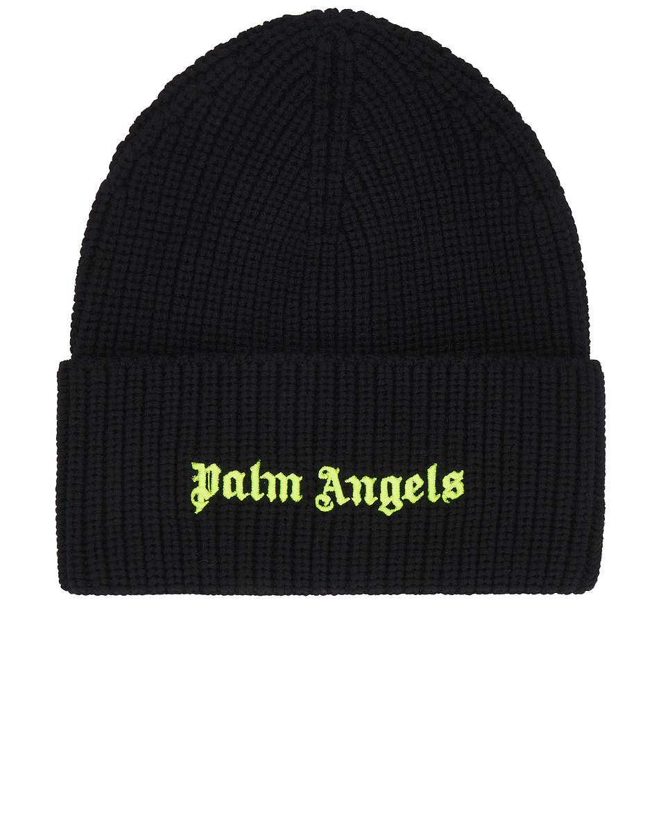 

Классическая шапка в рубчик с логотипом Palm Angels, черный/желтый