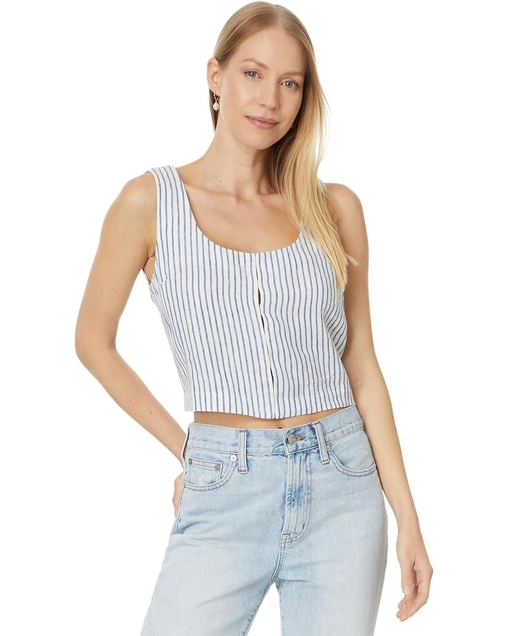 

Топ Madewell Scoopneck Crop Tank in 100% Linen, цвет Bluestone