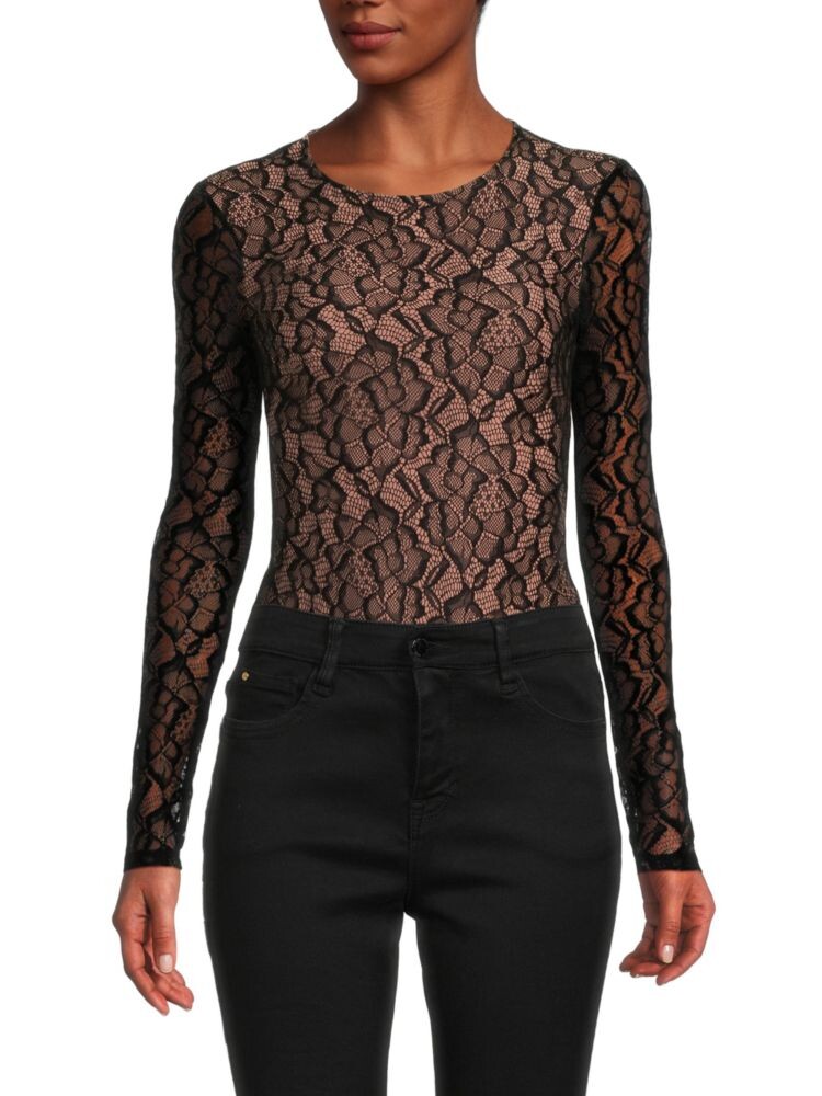 

Кружевное боди с круглым вырезом Bcbgmaxazria, черный