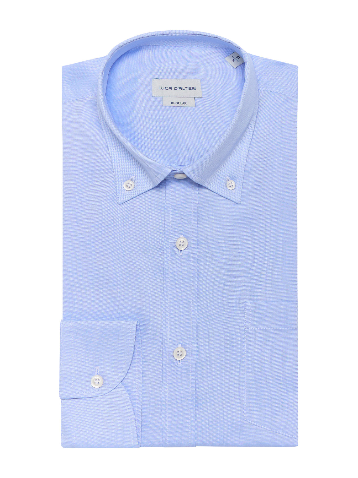 Luca D'Altieri повседневная рубашка стандартного кроя из оксфорда из чистого хлопка, голубой luca d altieri повседневная рубашка приталенного кроя из поплина из чистого хлопка светло синий