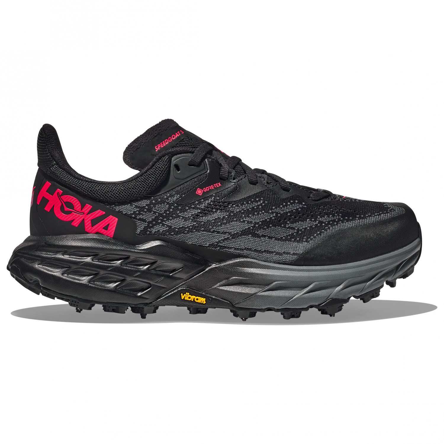 Кроссовки для бега по пересеченной местности Hoka Women's Speedgoat 5 GTX Spike, цвет Black/Black