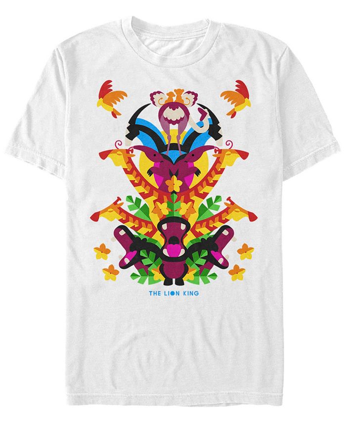 Мужская футболка с короткими рукавами Disney The Lion King Neon Animal Tower Fifth Sun, белый