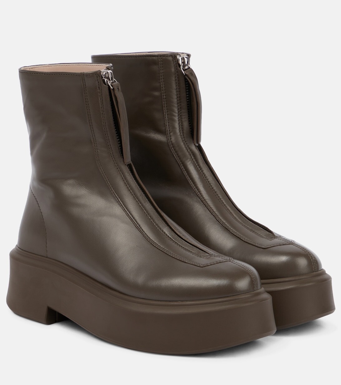 

Кожаные ботильоны Zipped Boot 1 The Row, коричневый