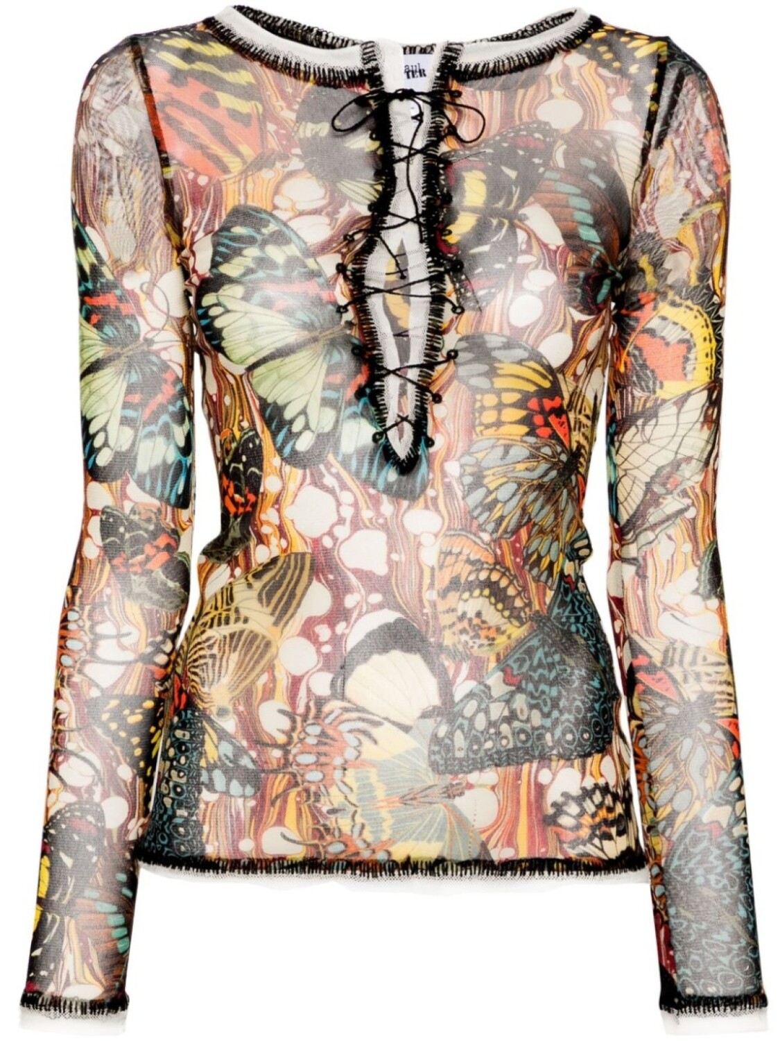 

Jean Paul Gaultier сетчатый топ с принтом Papillon, желтый