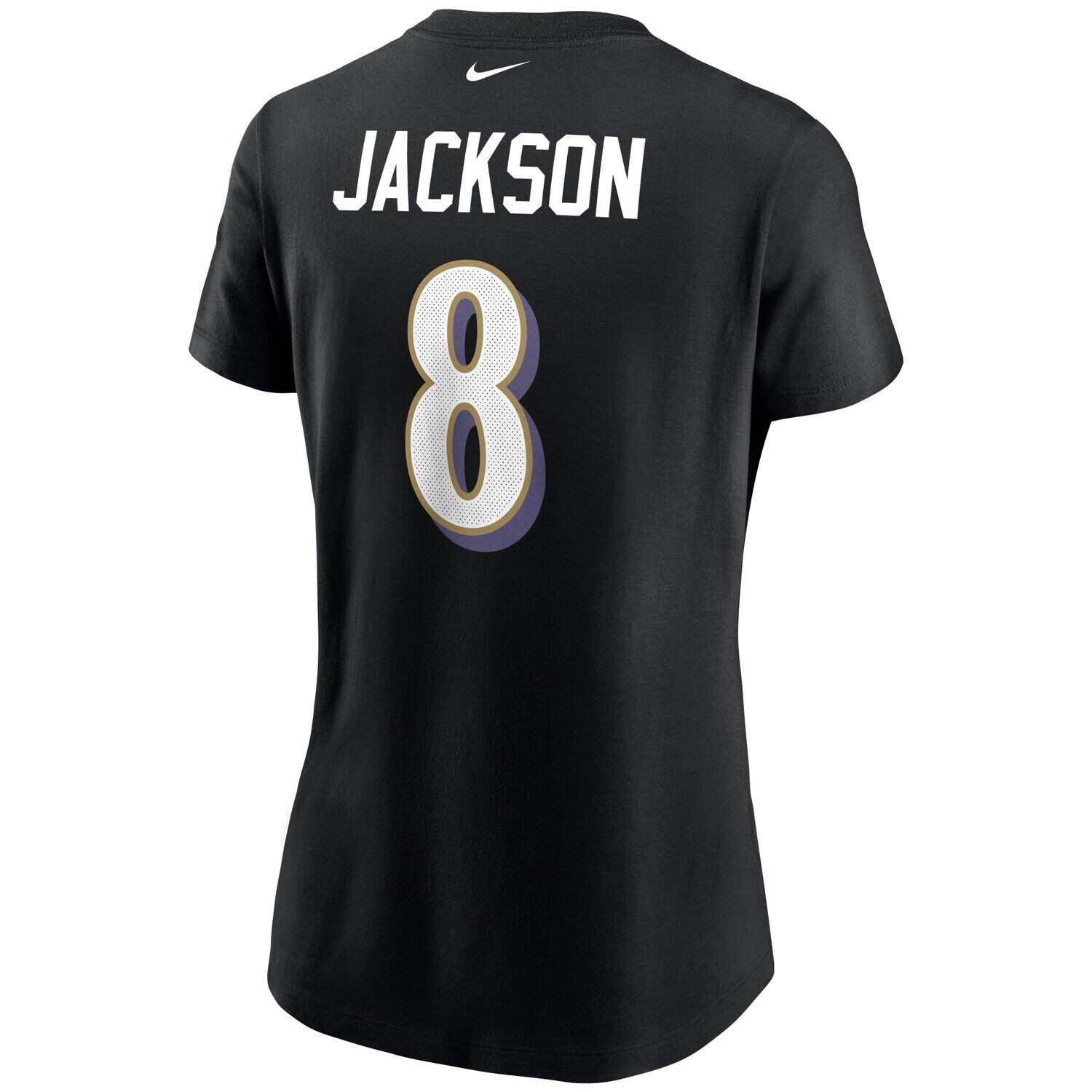

Женская черная футболка с именем и номером Nike Lamar Jackson Baltimore Ravens Nike, Черный