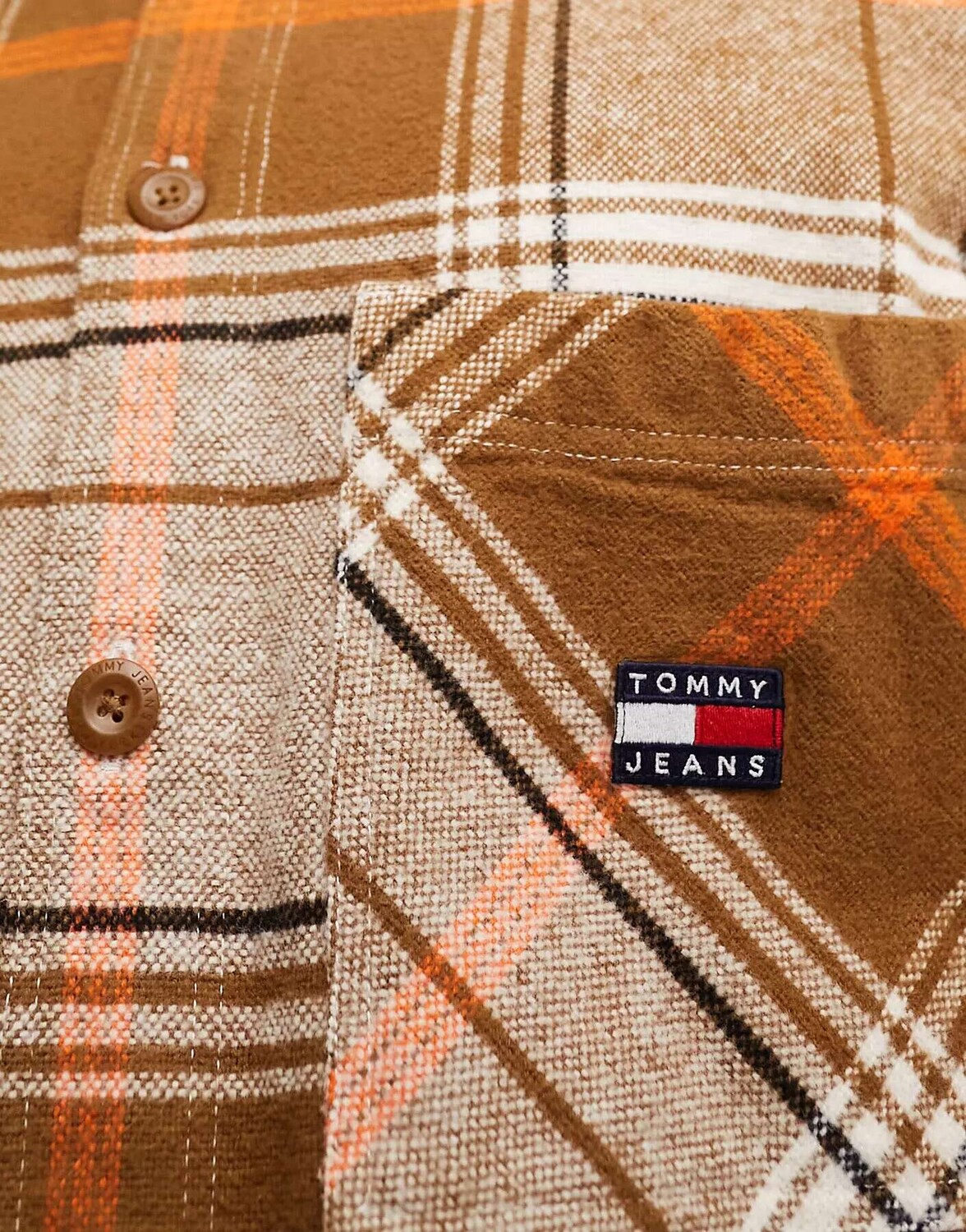 

Цветовая рубашка с логотипом в клетку Tommy Jeans цвета хаки