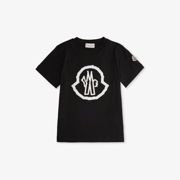 

Футболка из хлопкового джерси с логотипом и короткими рукавами 4–14 лет Moncler, черный