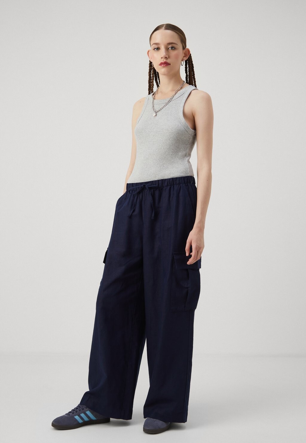 

Брюки карго Pull On Drawstring Wide Leg GAP, темно-синие
