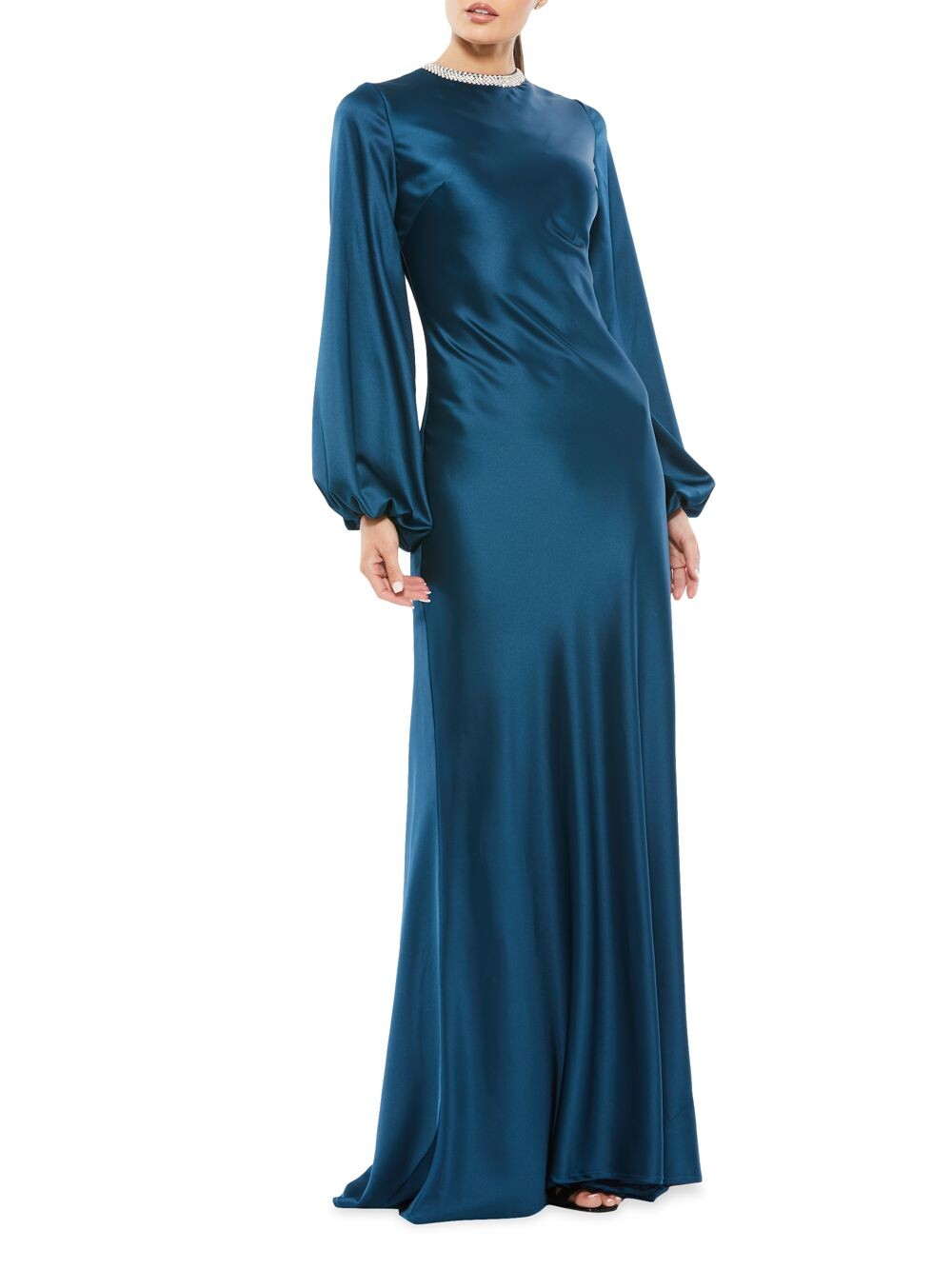 

Атласное платье-футляр Ieena Mac Duggal, сапфировый