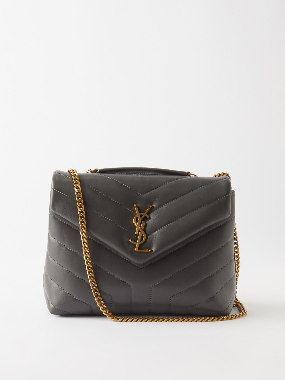 

Маленькая стеганая кожаная сумка через плечо loulou Saint Laurent, серый