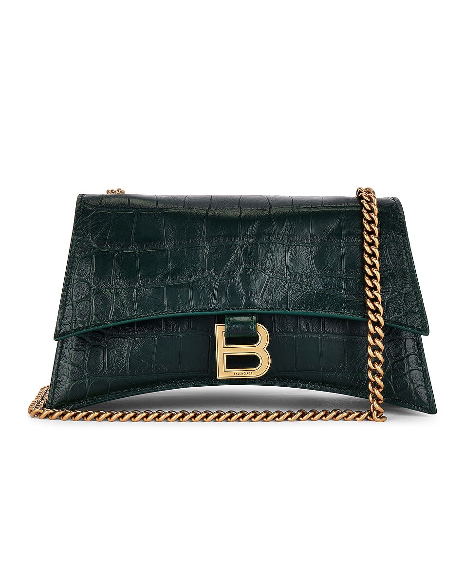 

Сумка-клатч Balenciaga Crush Wallet On A Chain, цвет Forest Green