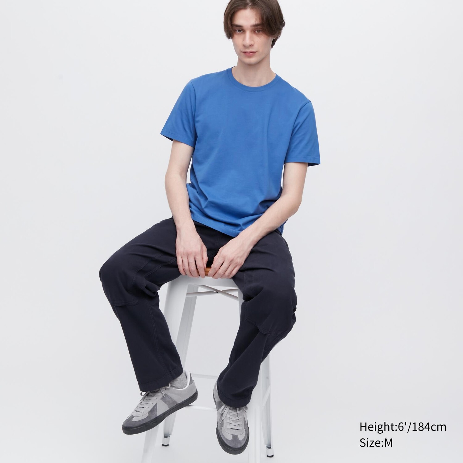 

Футболка с круглым вырезом Supima Uniqlo, синий