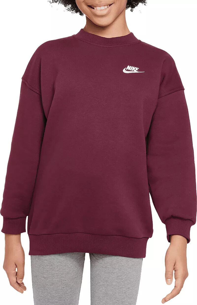 

Большой флисовый свитшот Nike Sportswear Club для девочек, бордовый, Красный