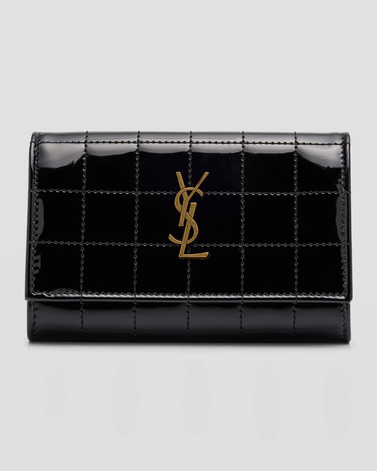

Маленький кошелек YSL Monogram из стеганой лакированной кожи Saint Laurent, цвет Noir