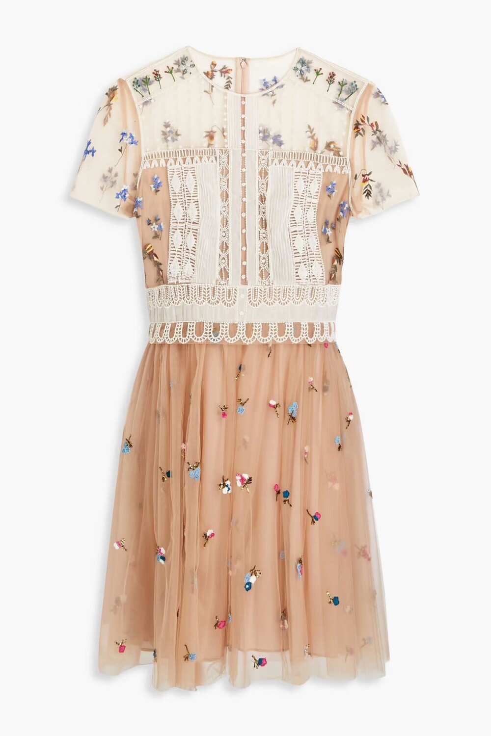 

Украшенное мини-платье из тюля Valentino Garavani, нейтральный