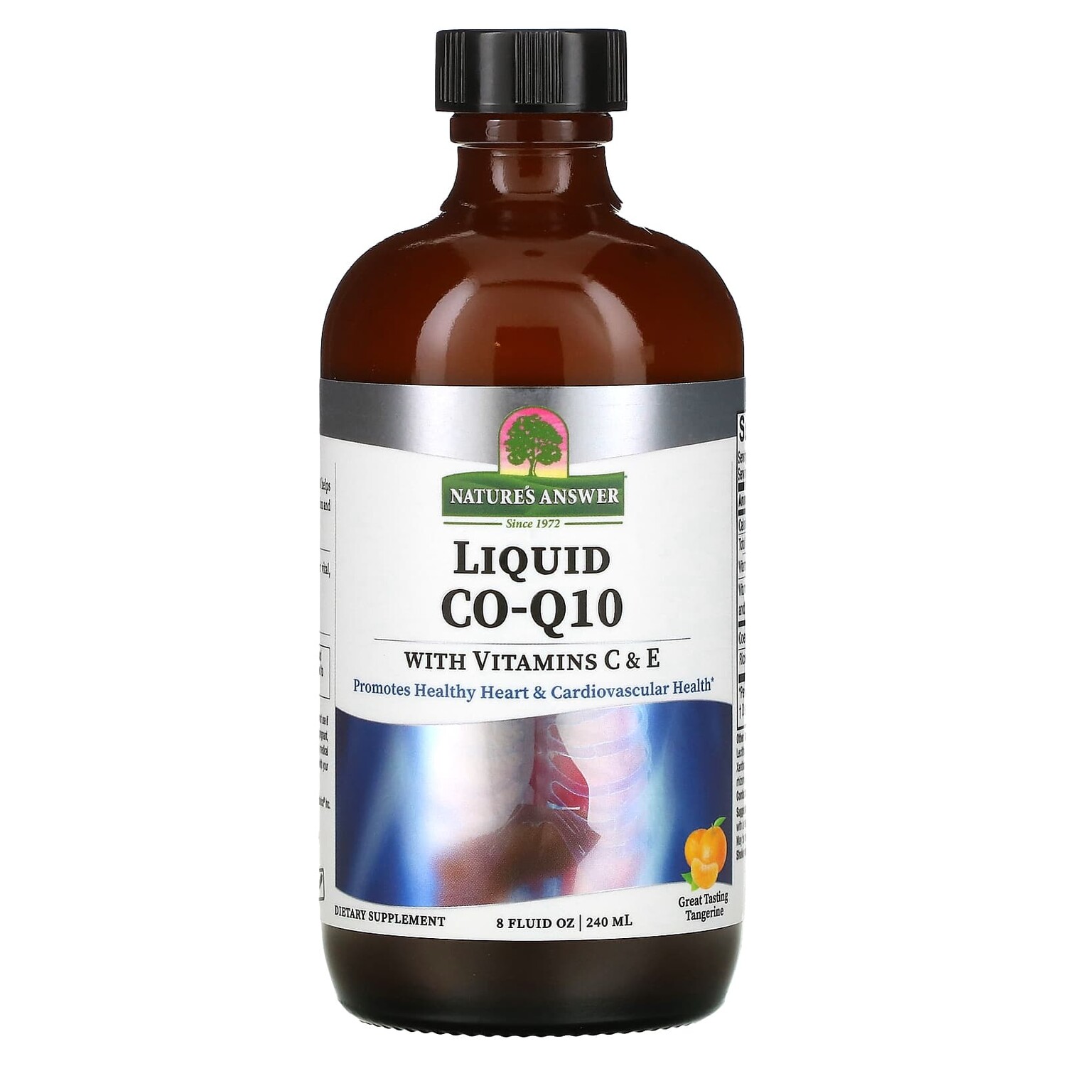 

Жидкий Co-Q10 с витаминами C и E, со вкусом мандарина, 240 мл (8 жидких унций), Nature's Answer