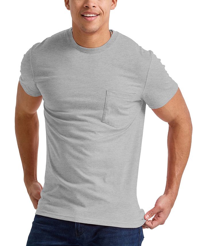 Мужская футболка Originals Tri-Blend с короткими рукавами и карманами Hanes, серый