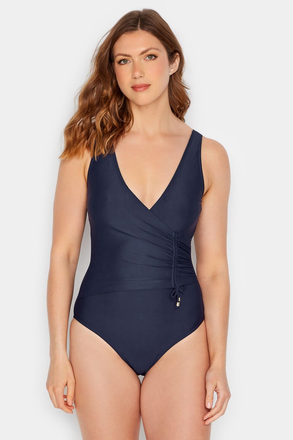 

Высокий купальник со сборками по бокам Long Tall Sally, черный