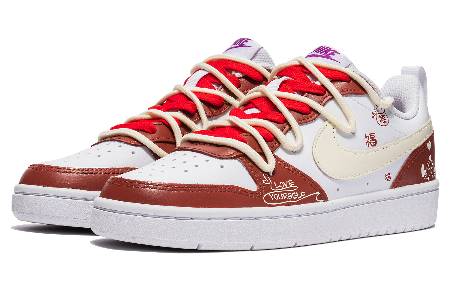 

Кроссовки Nike Court Borough Skateboarding Shoes Women's Low-top White, красный