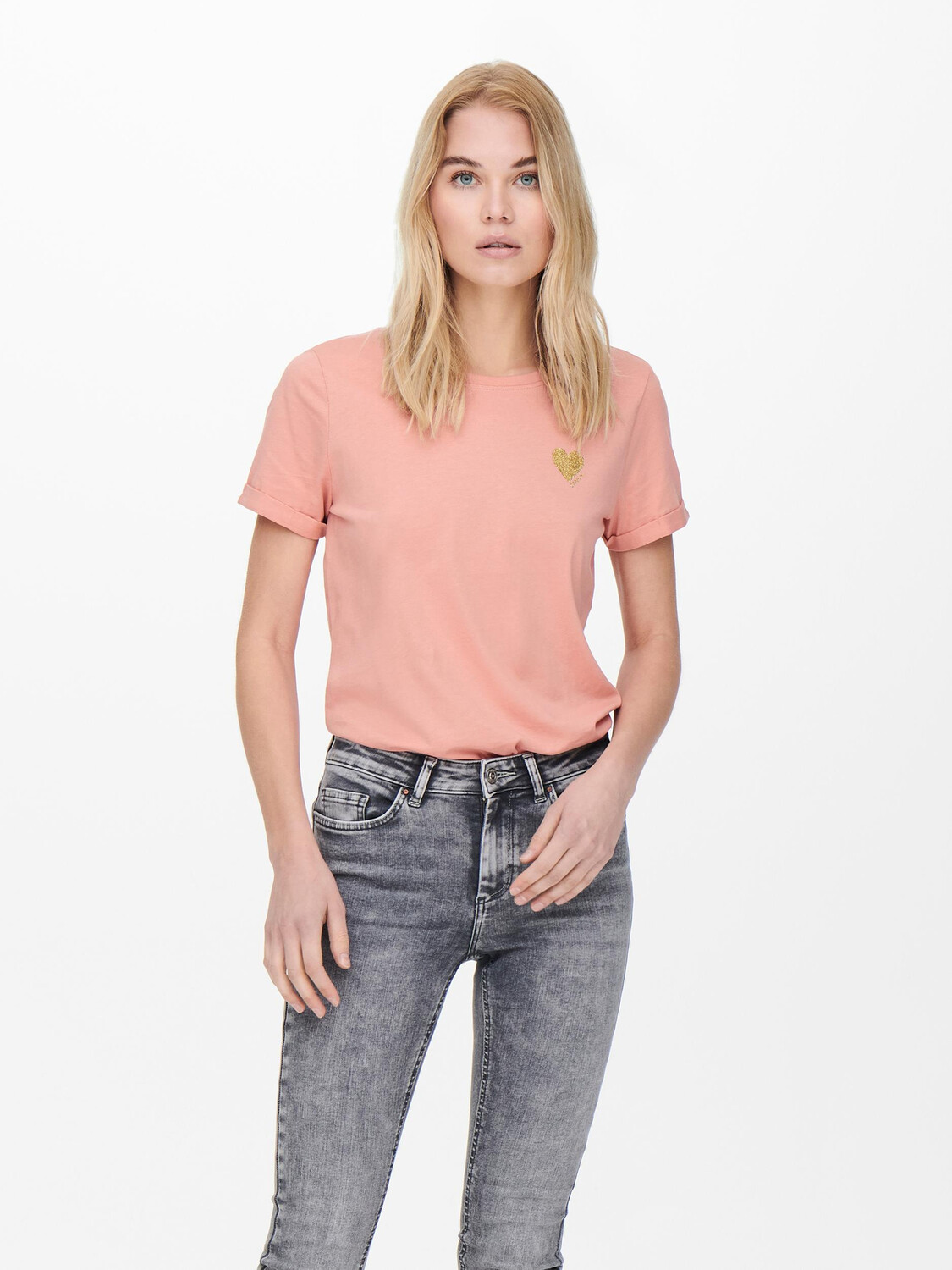 

Футболка ONLY mit Brand Herz ONLKITA, розовый