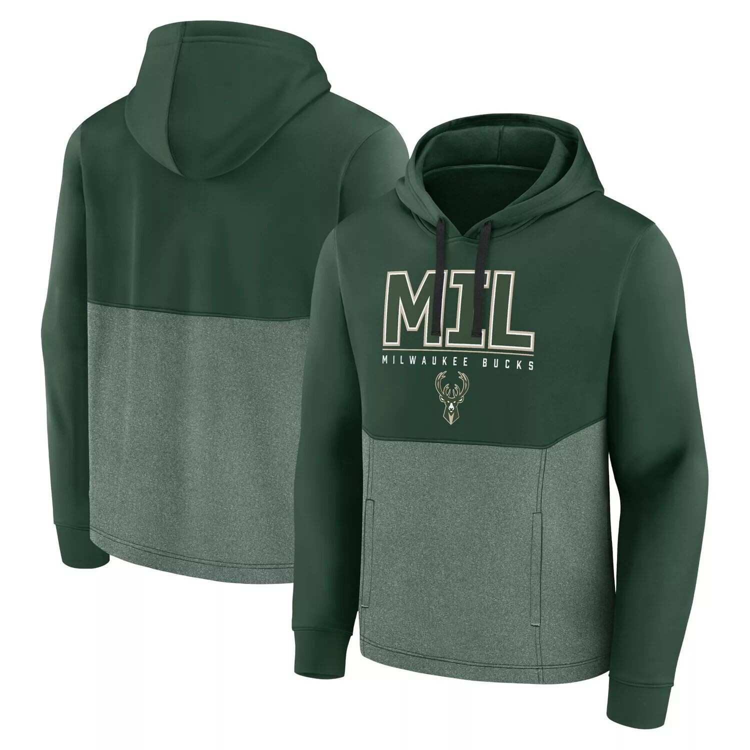 

Мужской фирменный пуловер с капюшоном Hunter Green Milwaukee Bucks Successful Tri-Blend Fanatics