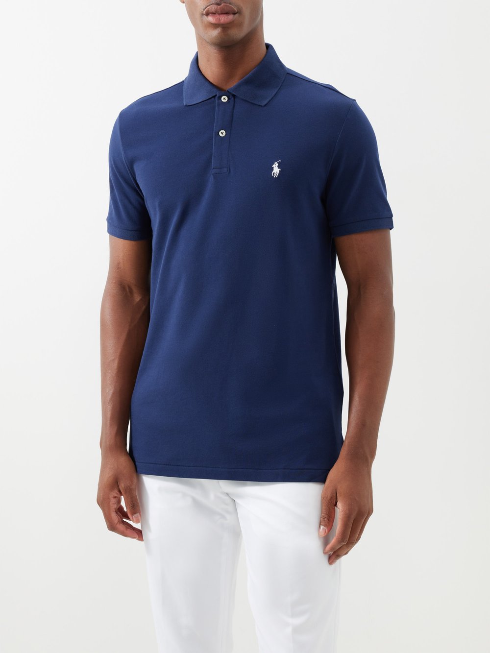 Рубашка-поло из хлопкового пике с вышитым логотипом Polo Ralph Lauren, синий