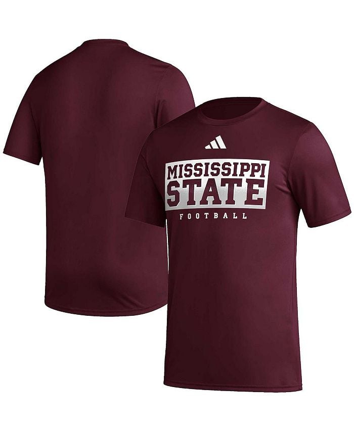 

Мужская темно-бордовая футболка перед игрой Mississippi State Bulldogs Football Practice AEROREADY adidas, красный