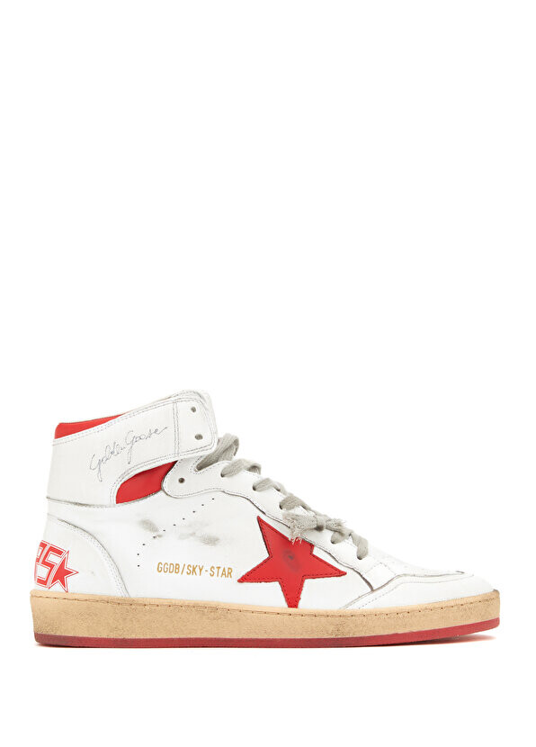 

Красно-белые женские кожаные кроссовки sky star Golden Goose