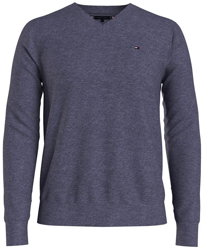 цена Мужской однотонный свитер с v-образным вырезом Essential Tommy Hilfiger, синий