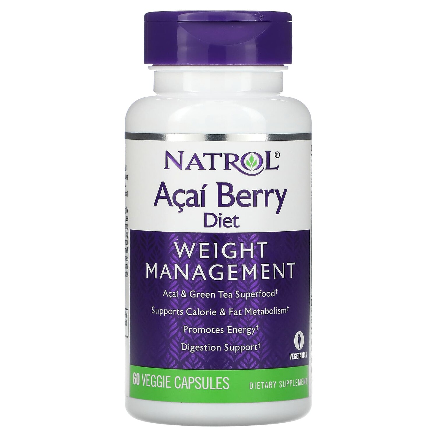 

Acai Berry Diet, для коррекции веса, 60 вегетарианских капсул, Natrol
