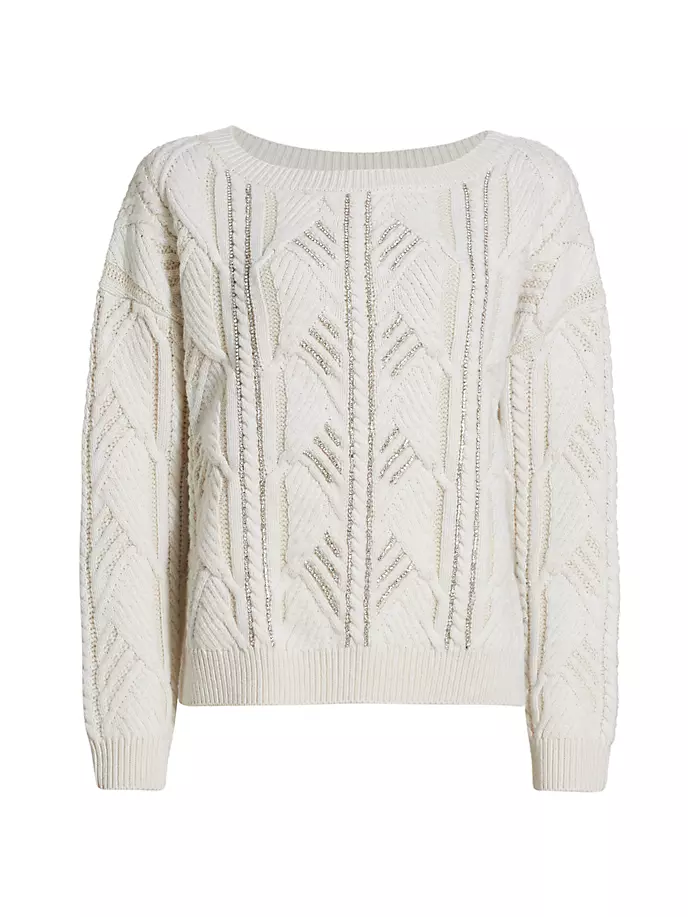 

Свитер вязки в рубчик Lucille Ramy Brook, цвет ivory combo be dazzled