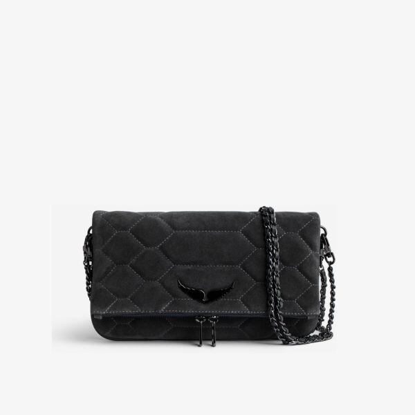 

Стеганый замшевый клатч Rock Zadig&Voltaire, цвет bleu de gris