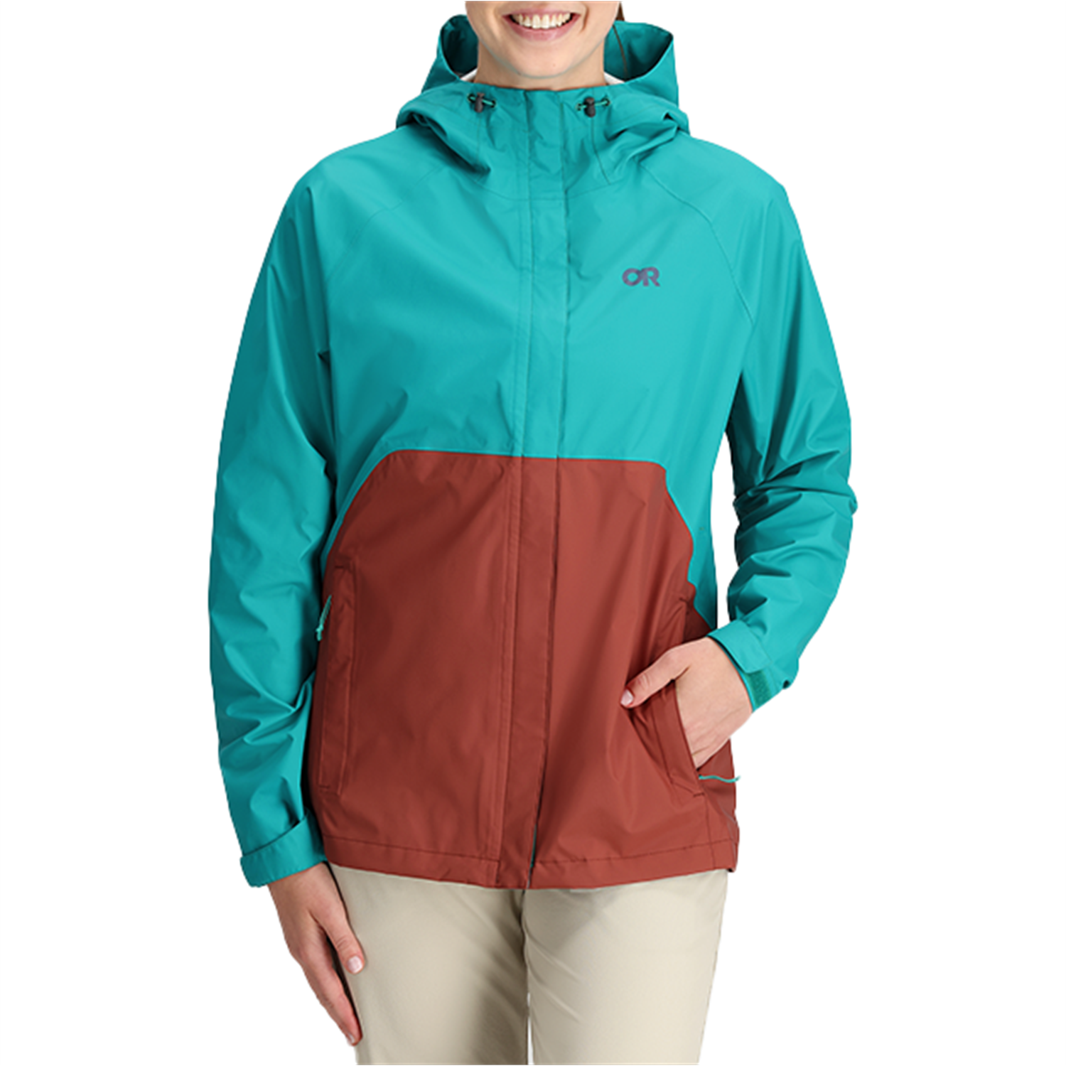 Куртка Outdoor Research Apollo Rain, цвет Tropical/Brick jacket women 2021 lightweight rain jacket windproof waterproof raincoat female hooded outdoor hiking long rain tops rainwear