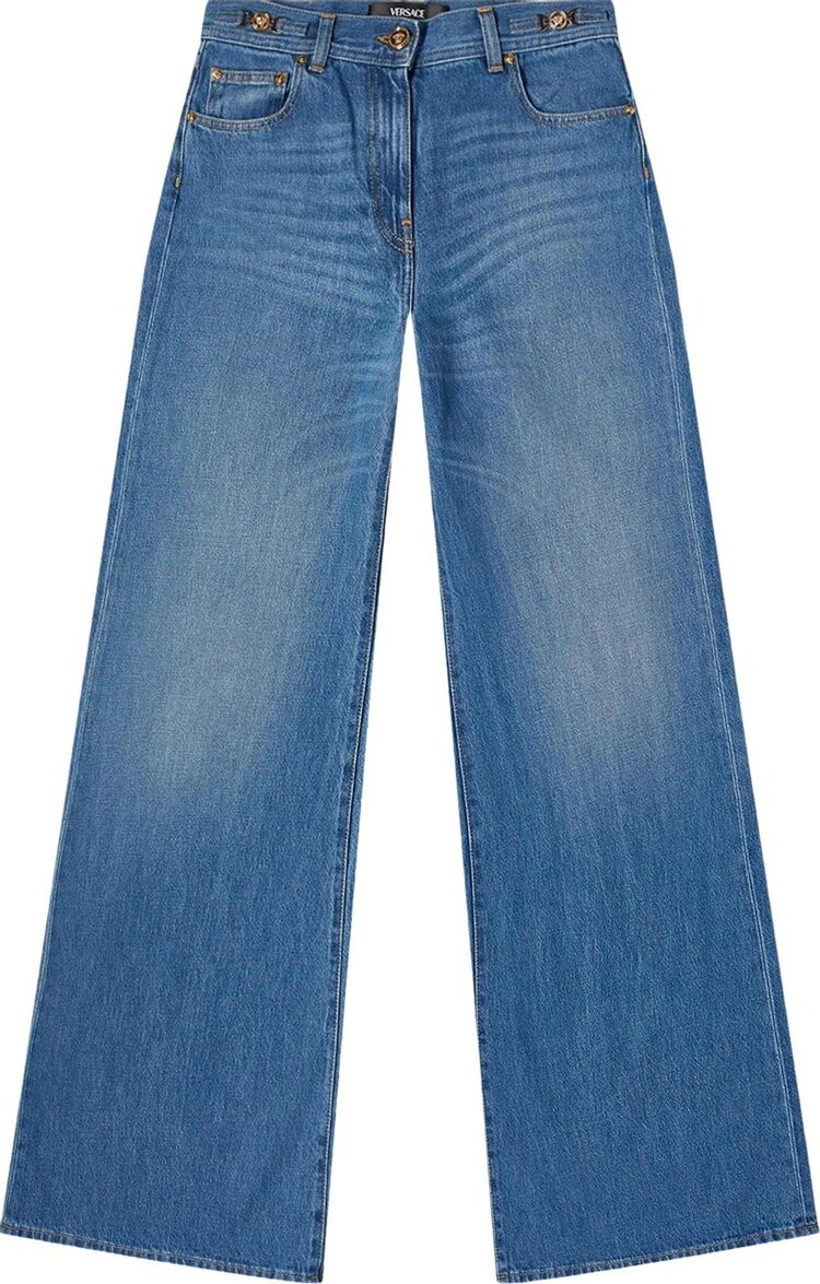 

Джинсы Versace Flared Wide Leg 'Medium Blue', синий