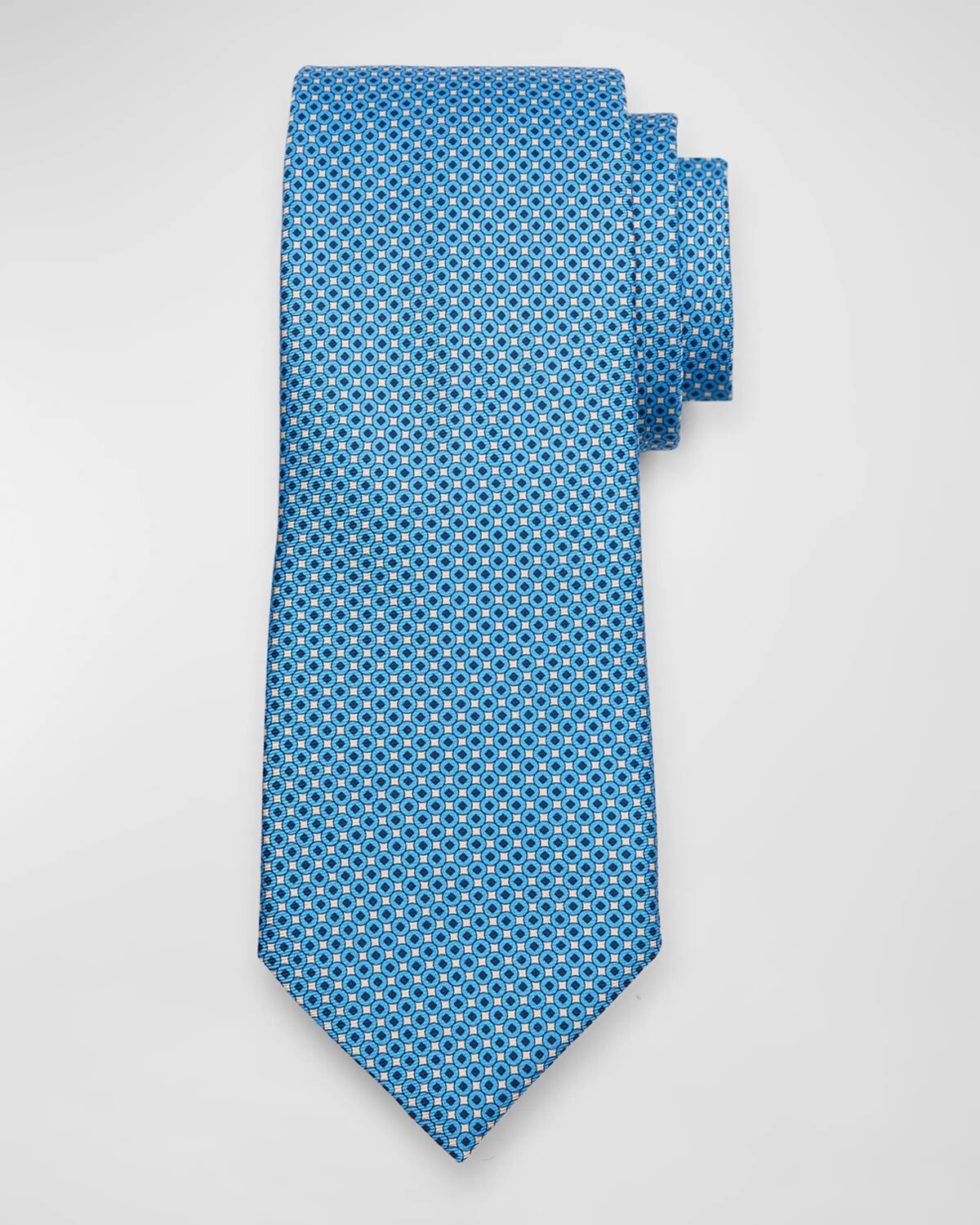 

Мужской шелковый галстук с геометрическим кругом Zegna, цвет Br Blu Fan