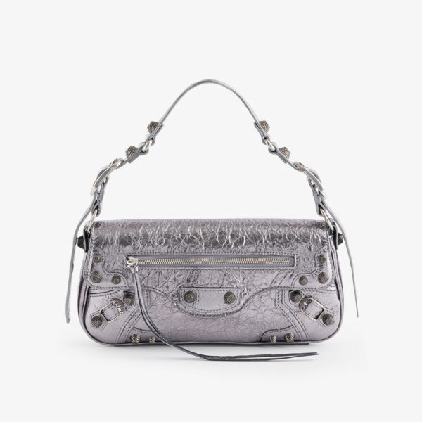 

Маленькая сумка на плечо le cagole из металлизированной кожи с заклепками Balenciaga, серебряный