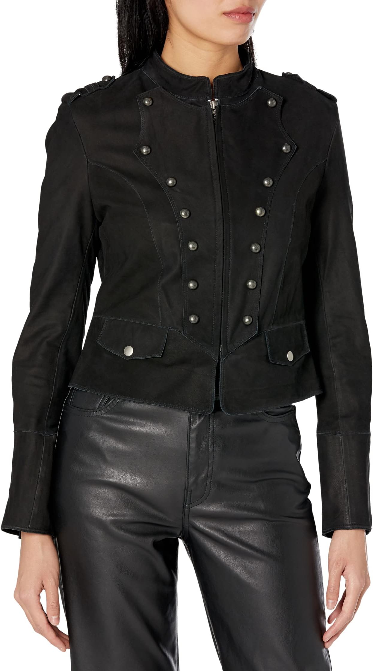 Куртка Natasha Nubuck Leather Jacket jakett NEW YORK, черный
