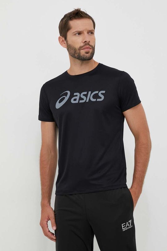 Футболка для бега Asics, черный беговая футболка asics размер m коралловый